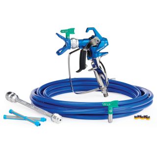 Contractor PC Airless Spray Gun, RAC X FF LP 210 & 312, BlueMax II Airless Hose 1/4 in x 25 ft, 10 in Extension, 2 - 100 Mesh Filter 17Y220