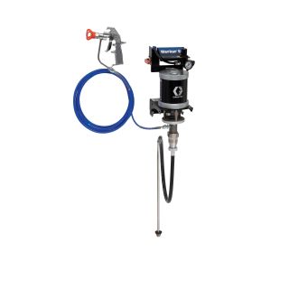 30:1 Merkur ES Airless Package, 0.4 gpm (1.5 lpm) fluid flow, wall mount, with Silver Plus gun, suction hose, and plated steel 24F154